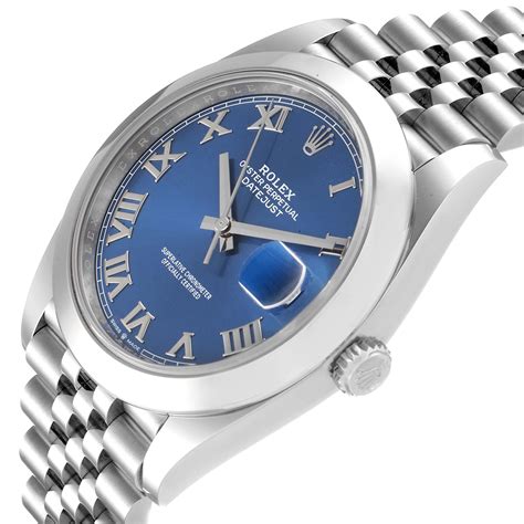 rolex datejust roman numerals blue dial|rolex datejust 41mm roman numeral.